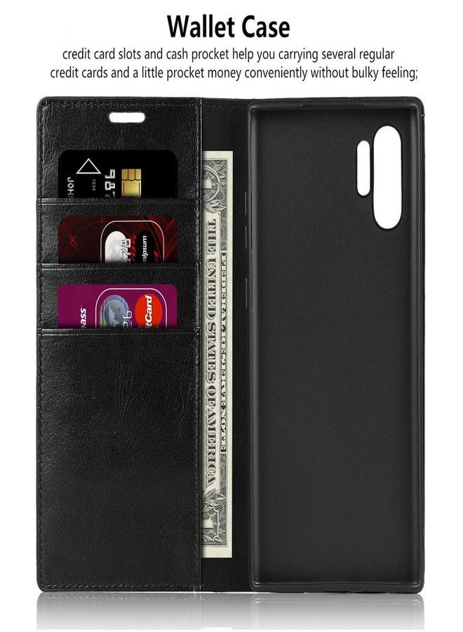 iCoverCase for Samsung Galaxy Note 10 Plus Wallet Case with Card Slots Holder, Premium Leather Kickstand Feature Flip Folio Case Cover for Galaxy Note 10 Plus (Black) - Image 3