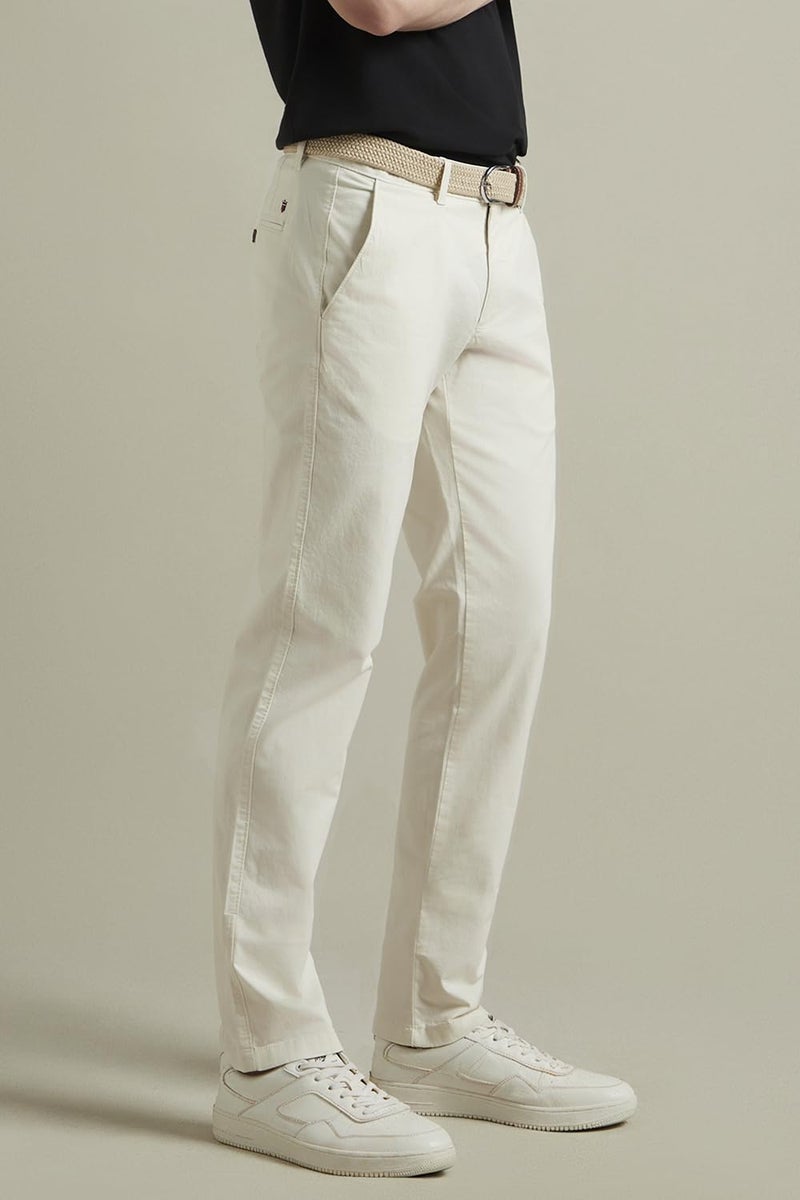 Louis Philippe Men's Slim Mid Rise Pants (LYTFCSLPR38083_Cream, 30 - Image 4