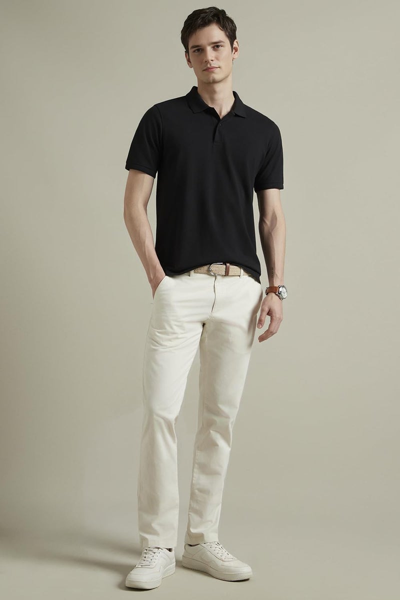 Louis Philippe Men's Slim Mid Rise Pants (LYTFCSLPR38083_Cream, 30 - Image 2