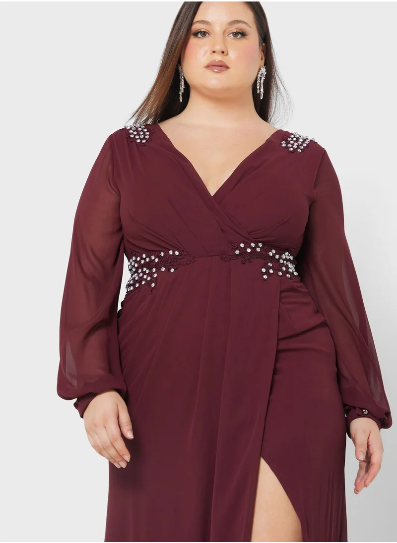 Khizana Plus size embridered detail aline dress