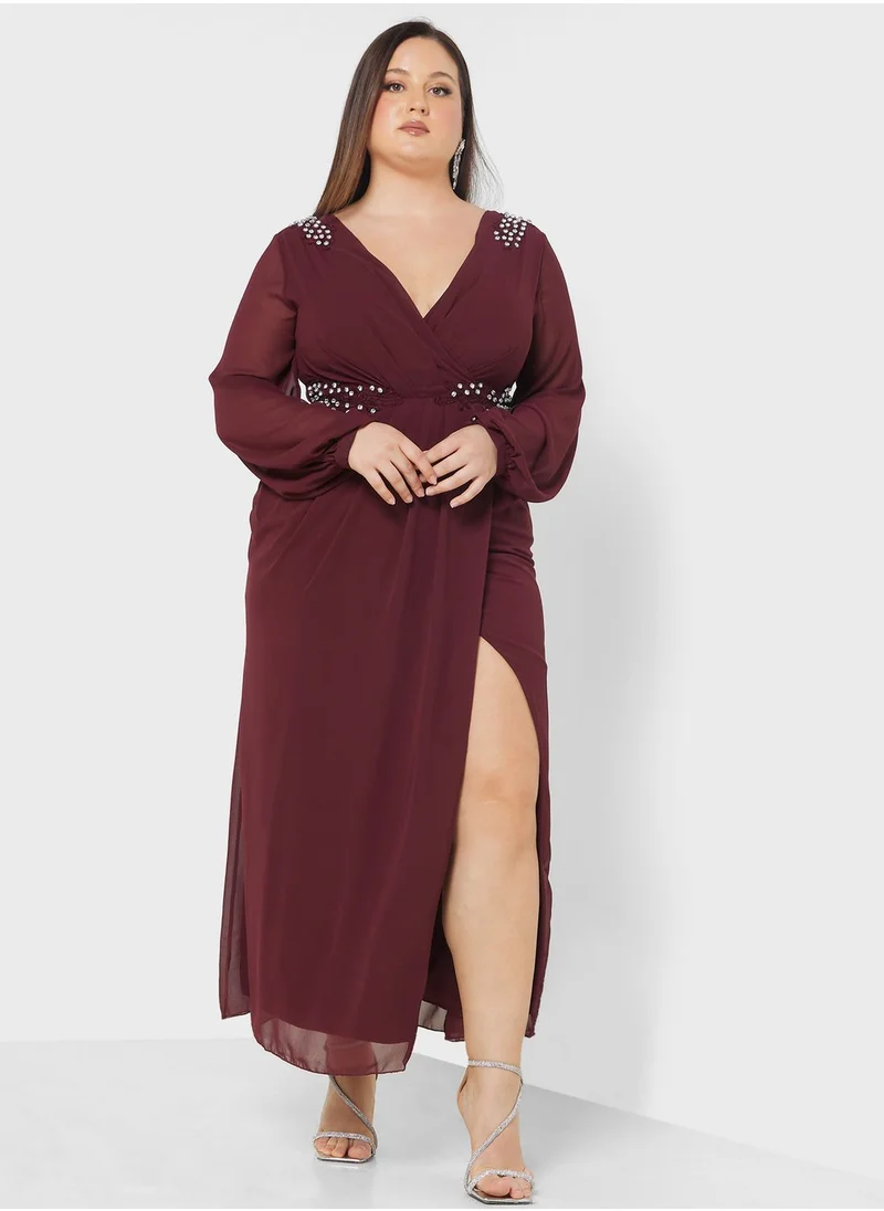 Khizana Plus size embridered detail aline dress