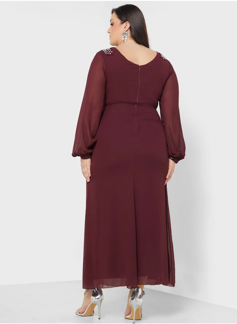 Khizana Plus size embridered detail aline dress