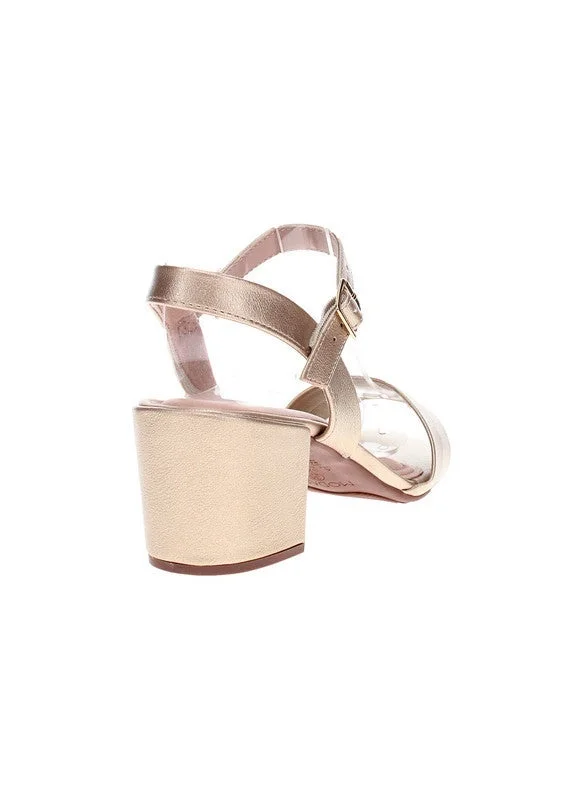 Modare Golden Mid Heels Sandals for Women – Sling Back Heel Sandals for Girls with Ankle Strap for Women | Best Price UAE