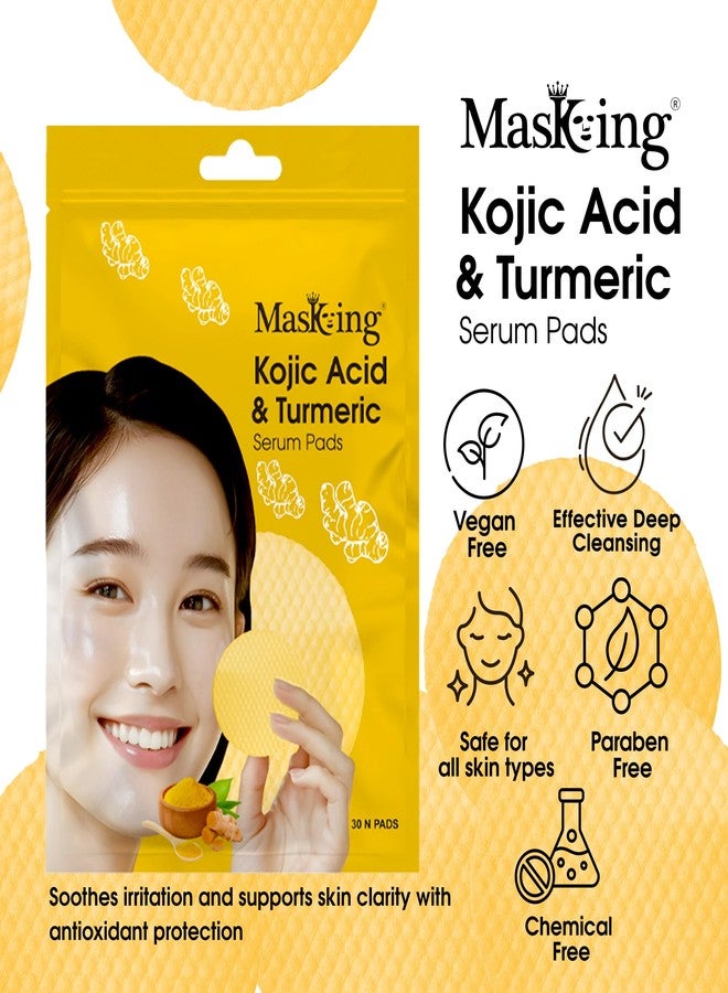 MasKing Kojic Acid & Turmeric Serum Pads, Vegan Skincare, Chemical-Free, 30 Pads, Pack of 2 - Image 4