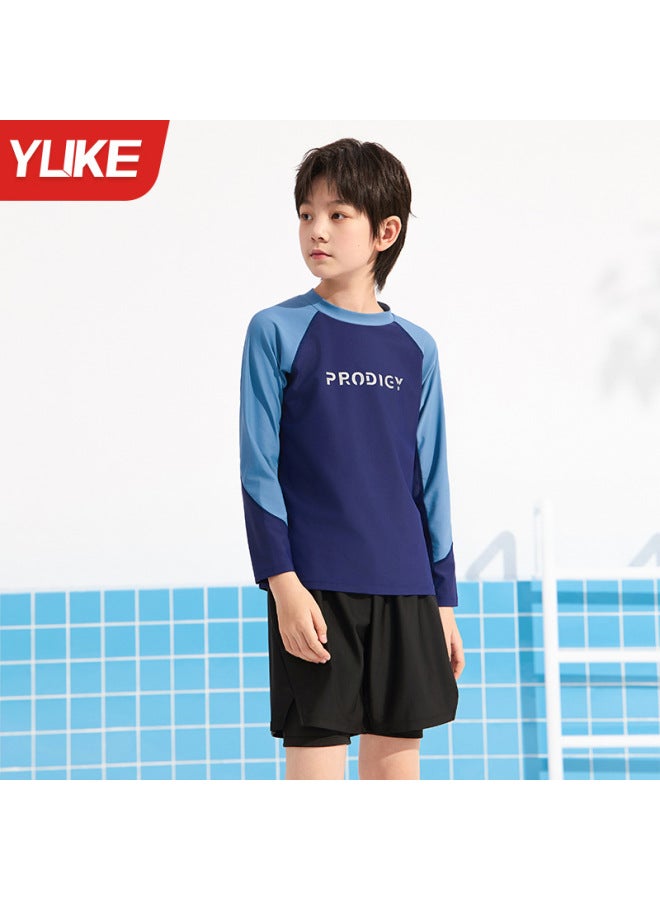 Children's Swimsuit Boys Split Long-sleeved Swimsuit  New Style Boys Medium And Large Kidsren Professional Sun Protection Training Swimsuit