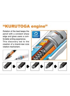 Uni Kuru Toga Roulette Model Auto Lead Rotation 0.5Mm Mechanical Pencil Silver Body (M510171P.26)  - Image 4