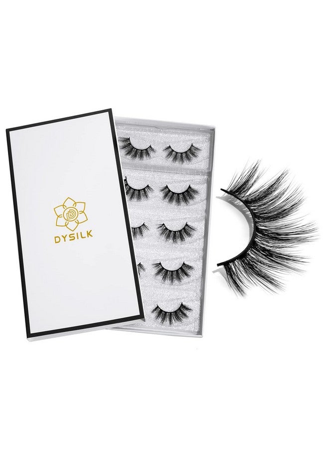 DYSILK Fake Eyelashes Natural Lash Mink Lashes 5 Pairs 6D Wispy Lash Pack Eye Lashes Strip Eyelash Extension Kit Reusable False Lashes Natural Look ; 002 16Mm - Image 1