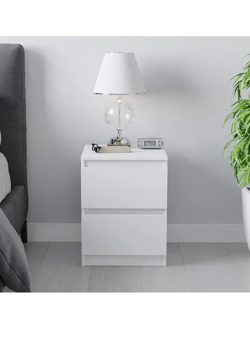 GUDOO طاولة جانبية بسرير مع درجين لغرفة النوم، طاولة صغيرة بجانب السرير مع أدراج، طاولة نهاية بتصميم عصري، ملحقات غرفة النوم 40 × 40 × 50 سم. - Image 1