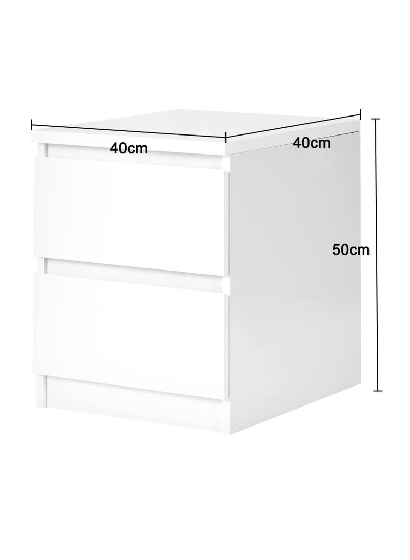 GUDOO طاولة جانبية بسرير مع درجين لغرفة النوم، طاولة صغيرة بجانب السرير مع أدراج، طاولة نهاية بتصميم عصري، ملحقات غرفة النوم 40 × 40 × 50 سم. - Image 2