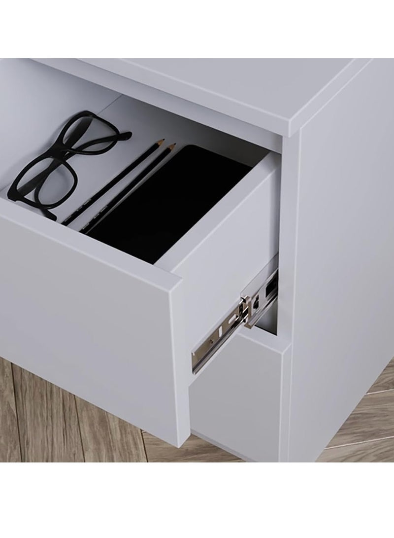 GUDOO طاولة جانبية بسرير مع درجين لغرفة النوم، طاولة صغيرة بجانب السرير مع أدراج، طاولة نهاية بتصميم عصري، ملحقات غرفة النوم 40 × 40 × 50 سم. - Image 3