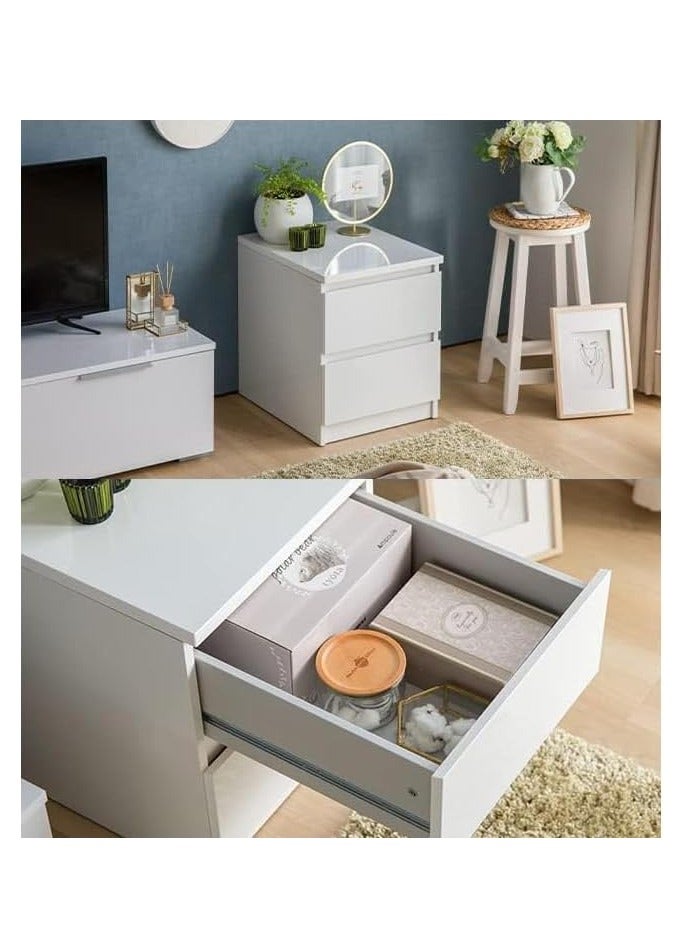 GUDOO طاولة جانبية بسرير مع درجين لغرفة النوم، طاولة صغيرة بجانب السرير مع أدراج، طاولة نهاية بتصميم عصري، ملحقات غرفة النوم 40 × 40 × 50 سم. - Image 4