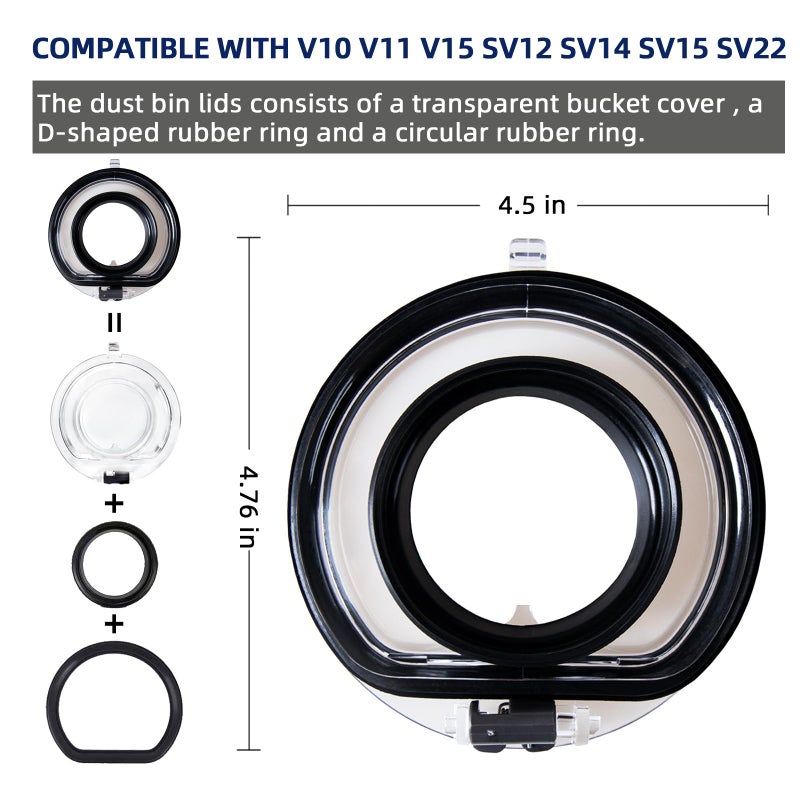 hedonlee Dust Bin Lid Replacement for Dyson V10 V11 V15 SV12 SV14 SV15 SV22 Vacuum Cleaner, Dust Bucket Cover Replacement Accessaries (for Bin Lid V10 V11) - Image 2