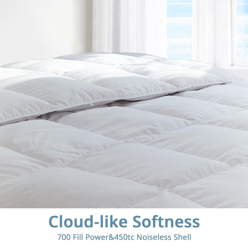 Globon Ultra-Soft Lightweight Down Feather Comforter King Size,Breathable Light Duvet Insert for Hot Sleeper/Warm Weather,Noiseless Shell,700 Fill Power with Corner Tabs,White - Image 3