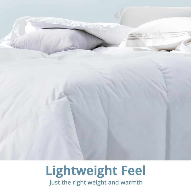 Globon Ultra-Soft Lightweight Down Feather Comforter King Size,Breathable Light Duvet Insert for Hot Sleeper/Warm Weather,Noiseless Shell,700 Fill Power with Corner Tabs,White - Image 5