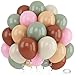 Paeyeq Sage Green Pink Balloons 12inch Dusty Green Pink Brown Balloon for Wild One Girls Birthday Safari Jungle Party Decorations Fog Green Beige Nude Blush Coffee Brown Latex Helium Balloon for Arch - Image 2