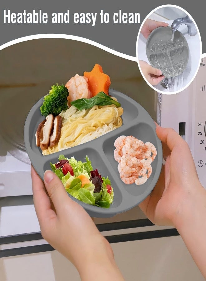 آي ميس يو مجموعة تغذية الطفل من السيليكون، مجموعة من 5 مستلزمات فطام الطفل غير قابلة للانزلاق، مجموعة أطباق للأطفال مجموعة أطباق التغذية الذاتية للأطفال الصغار - Image 5