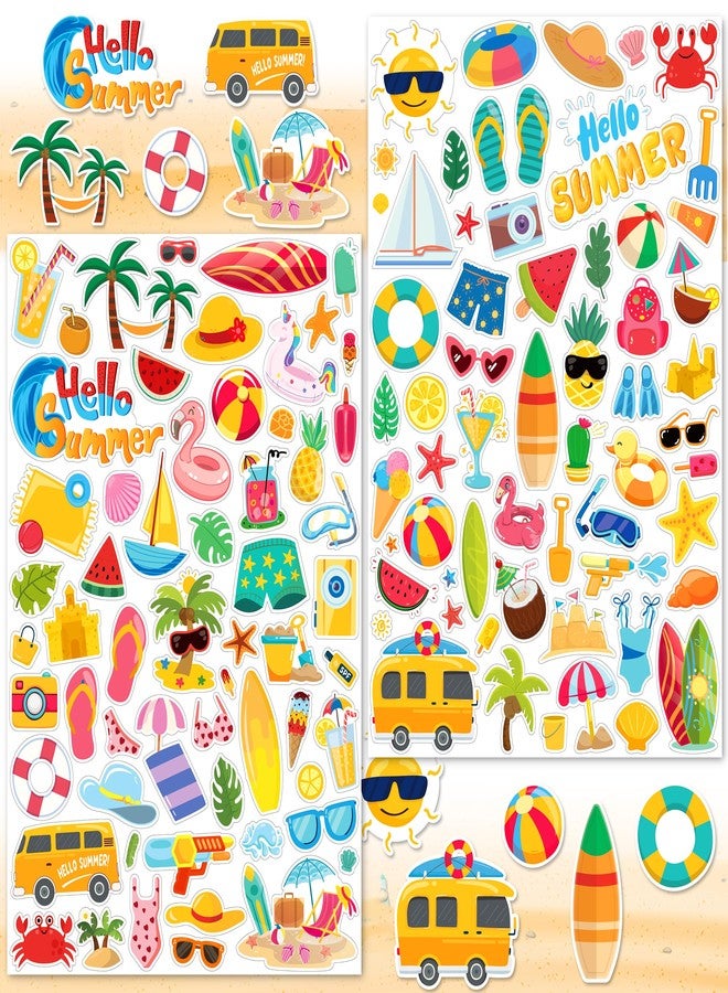 LINAYE 24 Sheets Summer Beach Stickers for Kids, 1400 PCS Beach Vinyl Waterproof Stickers for Scrapbooking,Water Bottles,Envelopes,Laptop, Hawaii Tropical Stickers for Summer Party for Boys Girls - Image 1