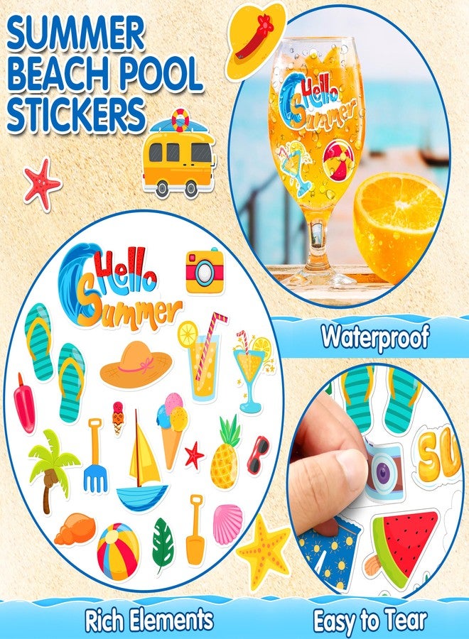 LINAYE 24 Sheets Summer Beach Stickers for Kids, 1400 PCS Beach Vinyl Waterproof Stickers for Scrapbooking,Water Bottles,Envelopes,Laptop, Hawaii Tropical Stickers for Summer Party for Boys Girls - Image 4