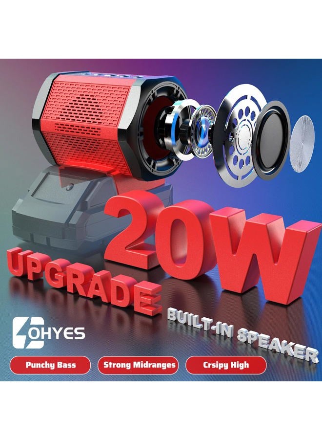 ohyes Bluetooth speaker compatible with Milwaukee M18 battery packs for camping and parties (battery not included) - Image 2