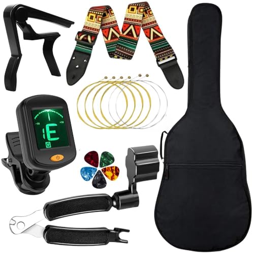 MOCKING BIRD Acoustic Guitar Kit for 38"–41"Guitars – Waterproof guitar Bag, Steel Strings, 3-in-1 Tool winder , Professional One-Hand Capo– Universal Fit for Acoustic, Electric Guitar, Ukulele, Banjo - Image 1