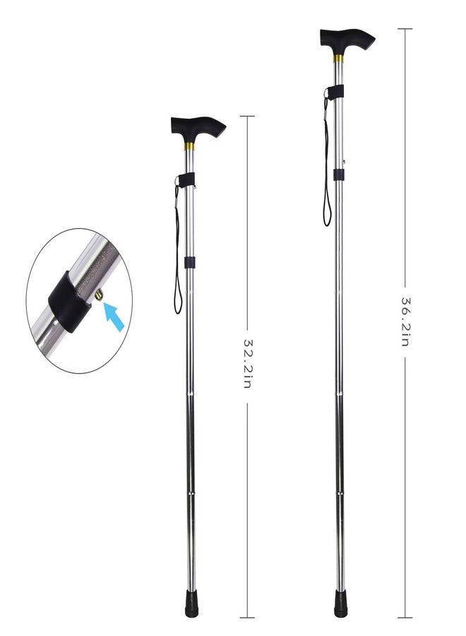 SMIC Folding Cane - Foldable Walking Cane for Men, Women - Fold-up, Collapsible, Lightweight, Adjustable, Portable Hand Walking Stick - Balancing Mobility Aid - Sleek, Comfortable T Handles (Silver) - Image 4