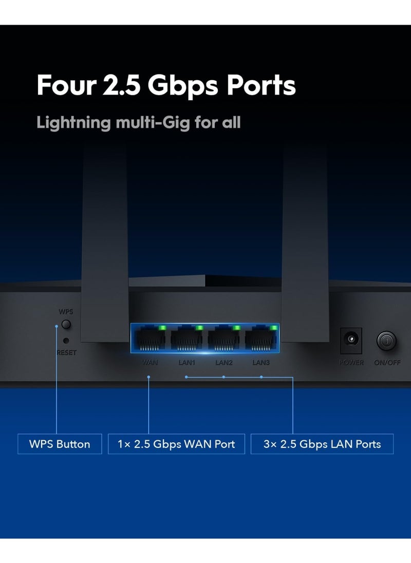cudy Tri-Band WiFi 7 BE11000 Router, 6-Stream 10 Gbps, 4 × 2.5G Ports, Up to 11000Mbps, VPN Server and Client, Cudy APP and Mesh, 6 × High-gain Antennas  - Image 2