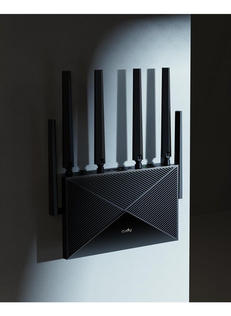 Tri-Band WiFi 7 BE11000 Router, 6-Stream 10 Gbps, 4 × 2.5G Ports, Up to 11000Mbps, VPN Server and Client, Cudy APP and Mesh, 6 × High-gain Antennas