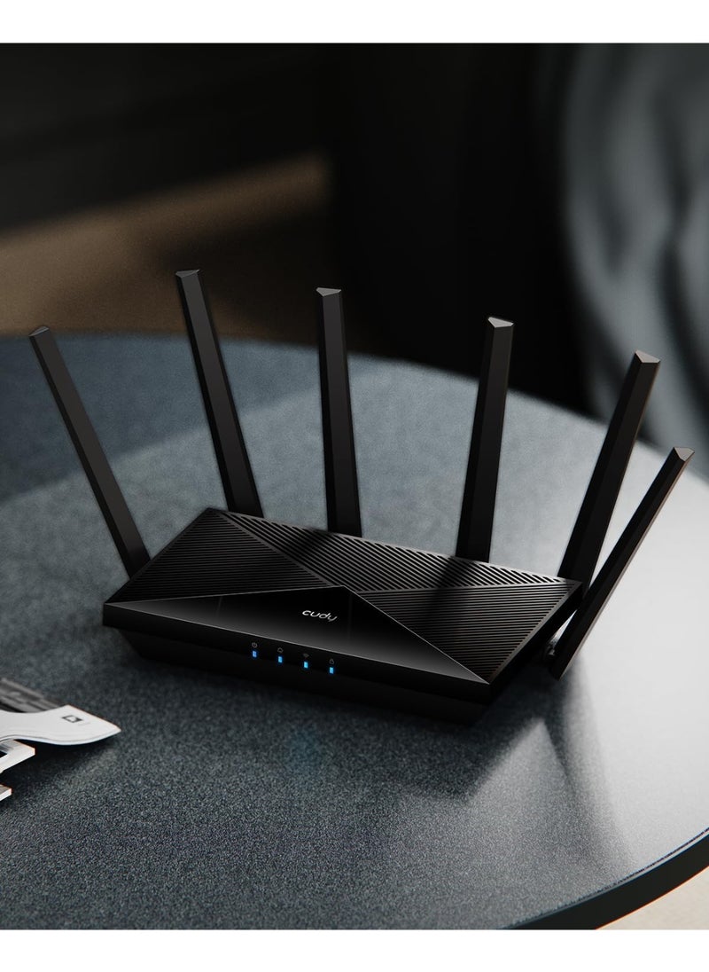 Tri-Band WiFi 7 BE11000 Router, 6-Stream 10 Gbps, 4 × 2.5G Ports, Up to 11000Mbps, VPN Server and Client, Cudy APP and Mesh, 6 × High-gain Antennas