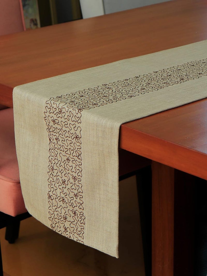 Zeba World Cotton Aari Embroidered Beige Table Runner - Elegant Table Runner for 4 to 6 Seaters | Living Room & Dining Table Decor | 12 inches x 84 inches (30 cm x 210 cm) - Image 2