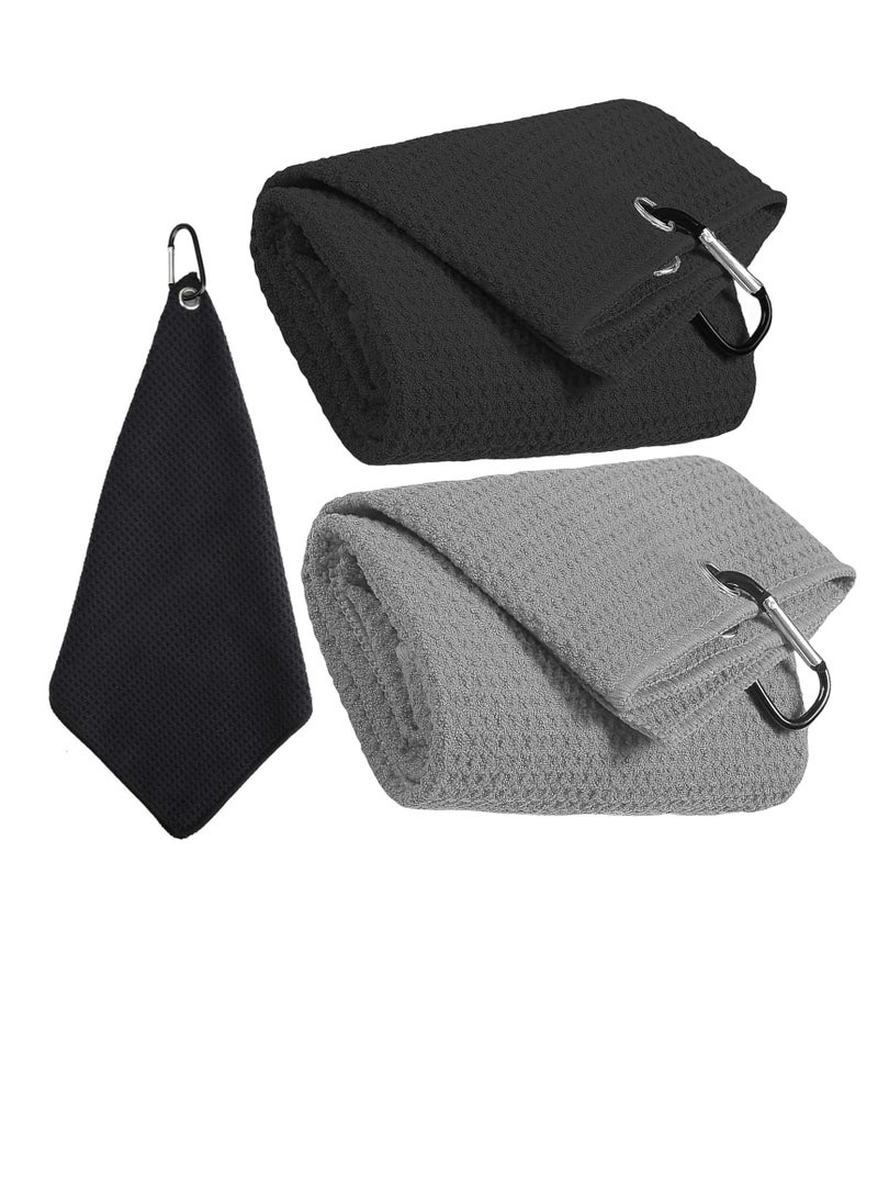Microfiber Golf Bag Towels with Clip, Set of 2, Absorbent Cleaning Towels for Golf Bags and Sports  - Image 1