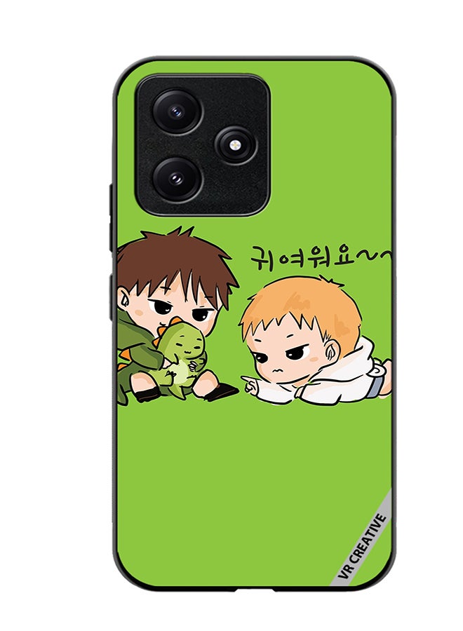 VR CREATIVE Protective Case Cover For Xiaomi Poco M6 Pro 5G Two Cute Kids Playing With Dino Design Multicolour - Image 1