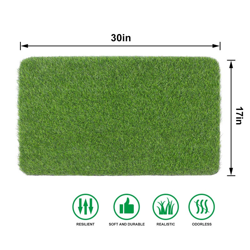 OLanto Artificial Grass Door Mat, Turf Grass Front Door Mats Outdoor/Indoor, Realistic Fake Grass Rug for Entrance, Dog, Patio, Camper, Home Decor, 17â€ x 30â€ - Image 3