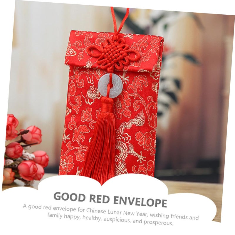 Traditional Chinese Red Envelopes Brocade Fabric Gold Dragon Design Wedding Lunar New Year Money Packets - Image 4