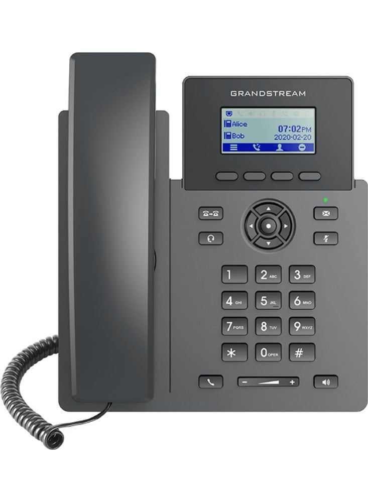 جراند ستريم هاتف جراندستريم GRP2601W IP بخطين مع Wi-Fi 6 بتردد 2.4G وحسابين SIP وصوت HD وتقنية Noise Shield وإدارة GDMS، أسود - Image 1