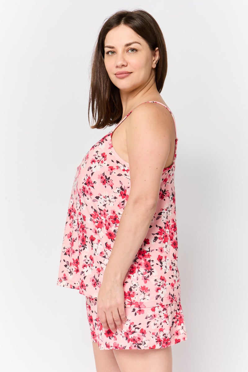 Marilyn Monroe Women 2 Piece Floral Pattern Sleeveless Top With Bottom Sleepwear Set, Multicolor - Image 3