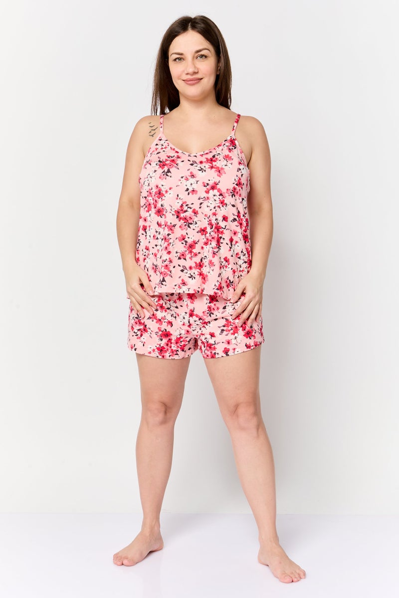 Marilyn Monroe Women 2 Piece Floral Pattern Sleeveless Top With Bottom Sleepwear Set, Multicolor - Image 2