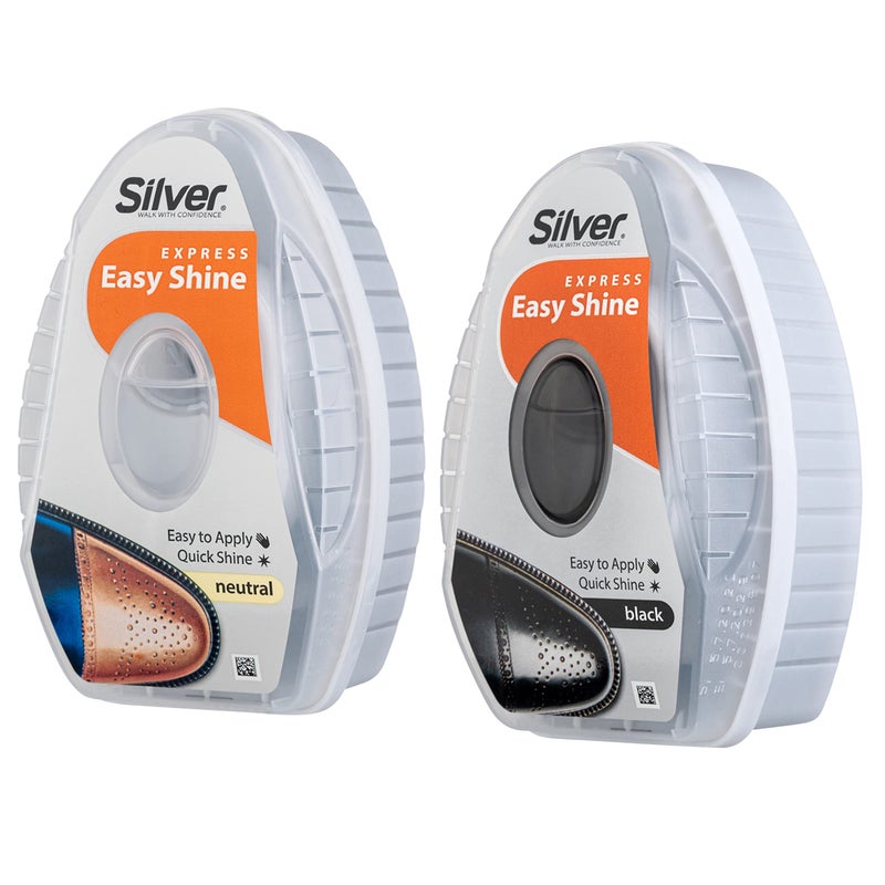 Silver Express Shoe Shine Sponge - Instant Shine Shoe Polish For Shoes, Boots & More - Quick and Easy Shoe Shiner - 6ml (black & Neutral) - Image 1