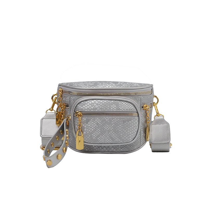 Women'S New Bag With Python Pattern, Trendy Snake Print Chest Bag, Vintage Single Shoulder Crossbody Bag - Image 1