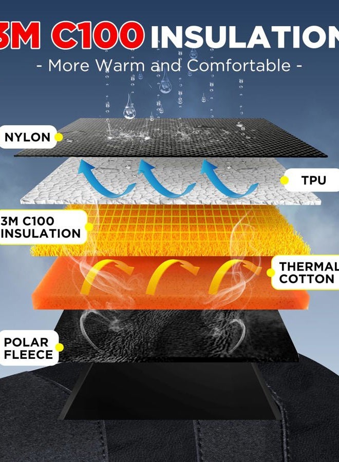 UMEWARM Winter Ski Mittens for Men & Women with Fleece Glove Liners, Waterproof Winter Ski Gloves Made with 3M C100 Insulation - Image 2