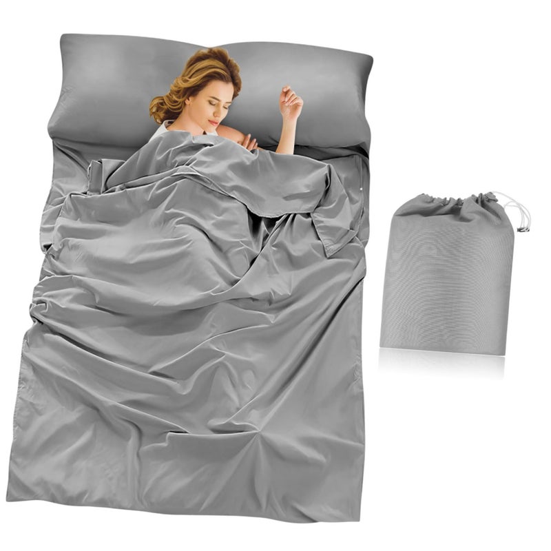 Travel Sleeping Bag Liner Lightweight Hotel Sleep Sack for Backpacking - Image 2