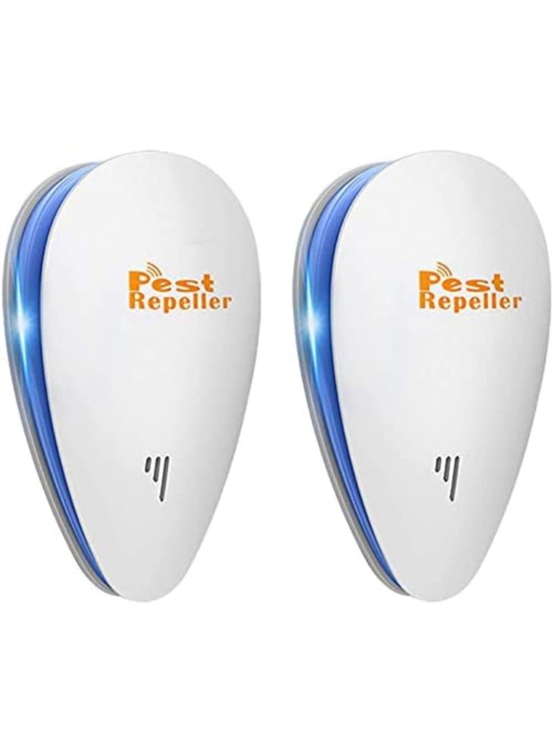 Luckam جهاز طرد الحشرات بالموجات فوق الصوتية 2 قطعة، طارد ذباب إلكتروني داخلي، جهاز تحكم في الحشرات للصرصور، الفئران، النمل، البعوض، طارد القوارض بالموجات فوق الصوتية 100% غير ضار بالحيوانات الأليفة والبشر - Image 1