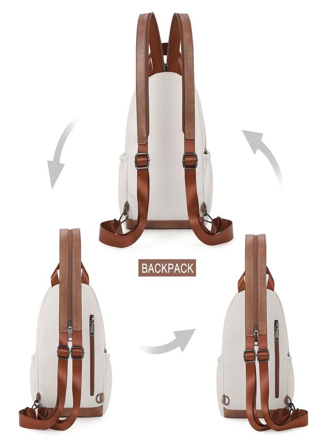 CLUCI Sling Bag for Women Leather Women's Backpack Small Convertible Backpack Purse Crossbody Bag for Travel - Image 3