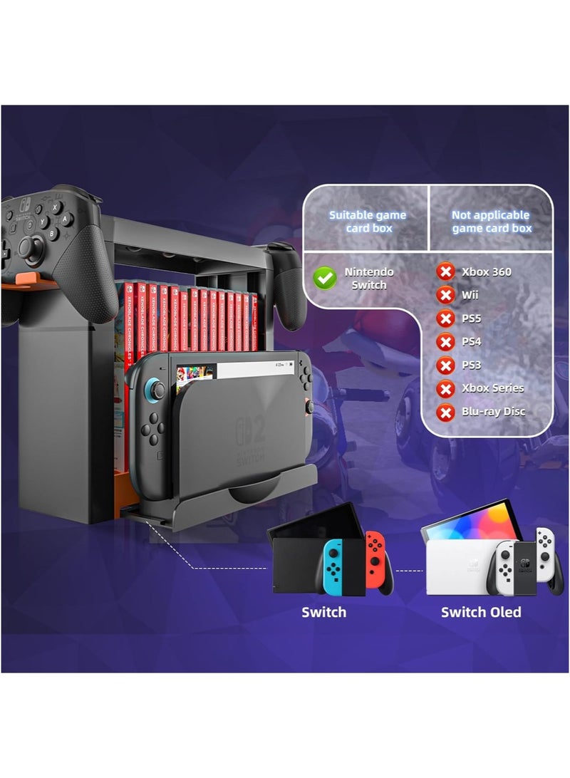 DOBE Switch Game Card Box Storage Stand with Controller Holder Game Holder Organizer for Switch Controllers,Game Discs, Headphones and Accessories - Image 3