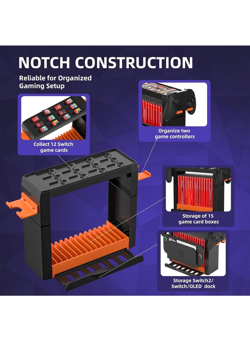 DOBE Switch Game Card Box Storage Stand with Controller Holder Game Holder Organizer for Switch Controllers,Game Discs, Headphones and Accessories - Image 2