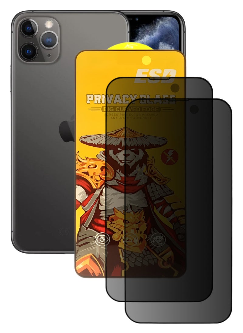ESD 2 Pieces Tempered Dustproof Privacy Glass Screen Protector Compatible For iPhone 11 Pro Max - Image 1