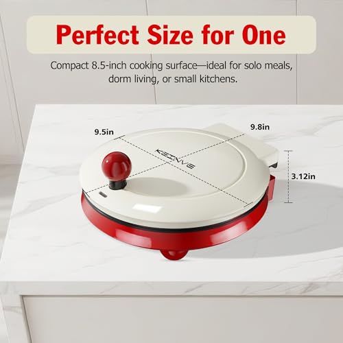 KEINVE 1000W Pizza Maker, 2-in-1 Indoor Griddle and Pizza Cooker, 8.5" 180° Open Nonstick Plate for Quesadilla, Panini, Crepe and More - Image 3