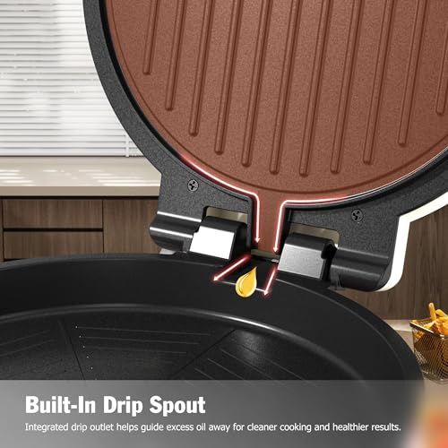 KEINVE 1000W Pizza Maker, 2-in-1 Indoor Griddle and Pizza Cooker, 8.5" 180° Open Nonstick Plate for Quesadilla, Panini, Crepe and More - Image 4