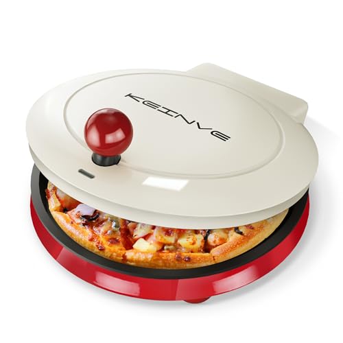 KEINVE 1000W Pizza Maker, 2-in-1 Indoor Griddle and Pizza Cooker, 8.5" 180° Open Nonstick Plate for Quesadilla, Panini, Crepe and More - Image 1