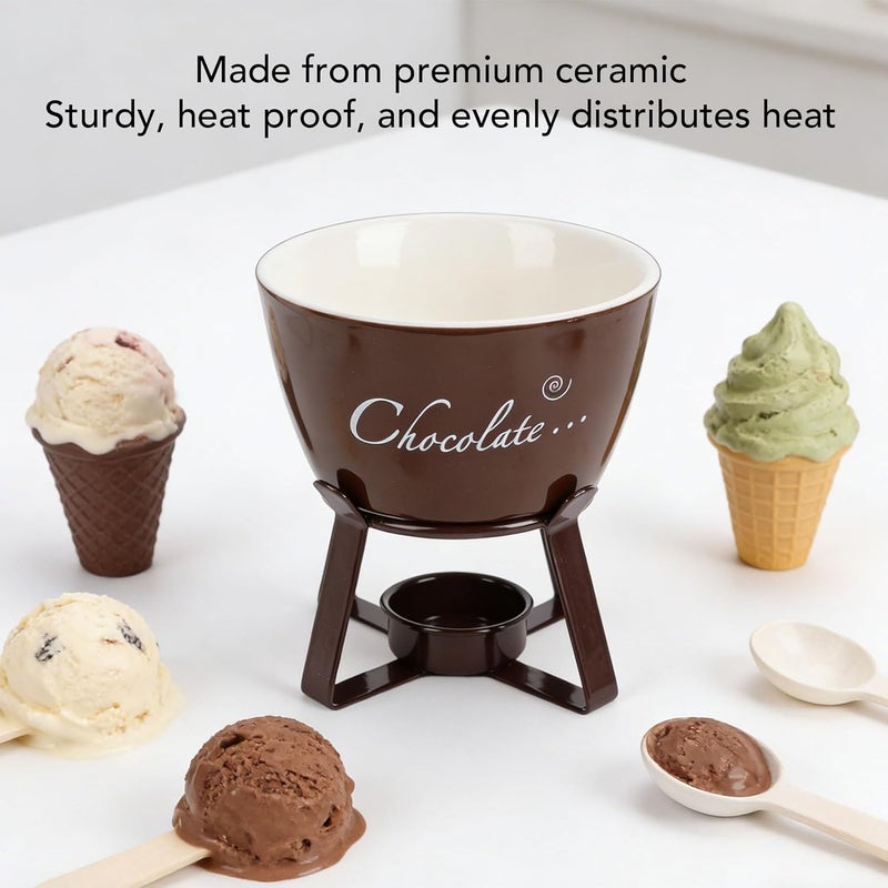 Authorized haulage delivery Ceramic Chocolate Fondue Mug, Portable Melting Cup with Stable Metal Stand and Fork, Tea Light Candle Warmer for Cheese, Caramel and Dessert Dips (Brown) Flexible usage build Chemical free Easy hand assemble compatible Condition adaptive build Economical varied sizing picks Reliable daily use design Versatile application All user friendly build Economical varied design options Detachable clean Cross part assemble fit Set product combo compatible Spec compliant trusted quality All preference matching build Low wear optimized build Defect free upgraded substance Salt resistant coating Cost effective global grade quality Water rust proof Elegant practical multi-option build Global versatile design Varied dimensions Fine polished finish Modern color selections - Image 4