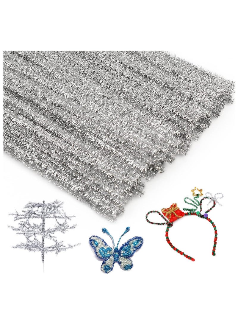 200 Pieces Pipe Cleaners Chenille Stem, Silvery Pipe Cleaners Craft, Fuzzy Sticks Craft Supplies, Colored Pipe Cleaner for Creative Handmade DIY Art Craft Project